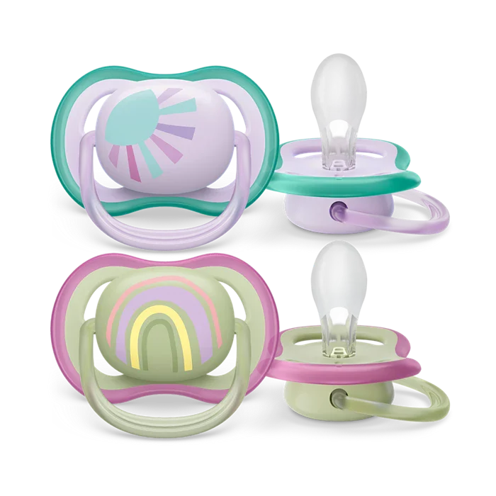 Avent Ultra Air Soothers Rainbow-0-6 Girl