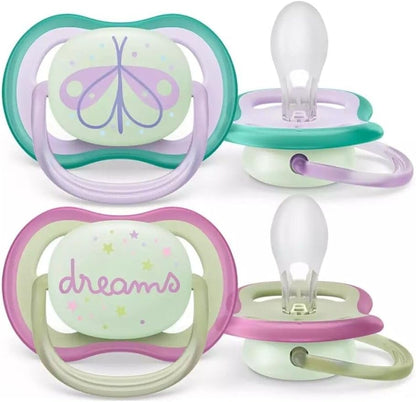 Avent 2 Ultra Air Night Time Soother 0-6-Girl