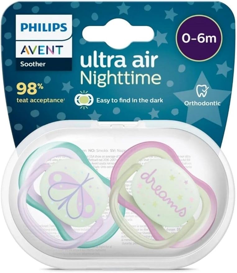 Avent 2 Ultra Air Night Time Soother 0-6-Girl
