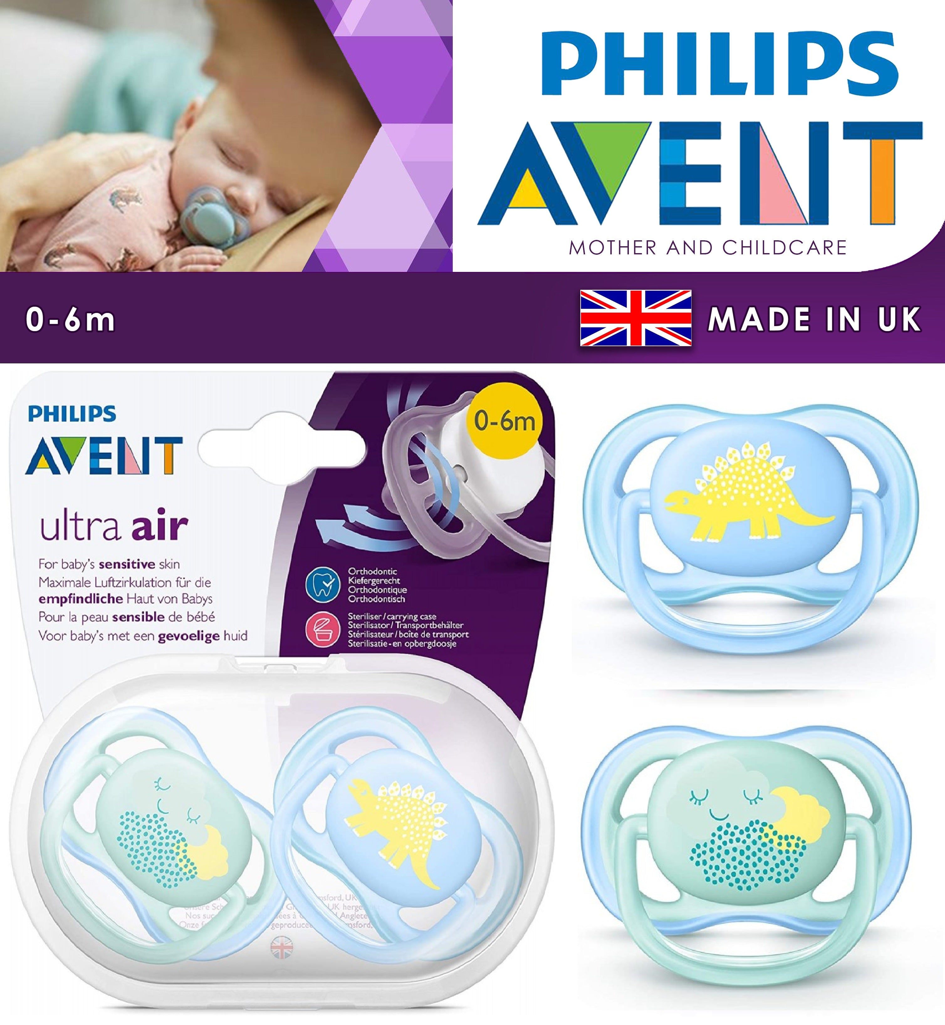 Avent Ultra Air Soother I Love Mama-0-6M Boy