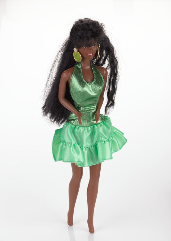 Barbie Glitz Doll Black Green Dress